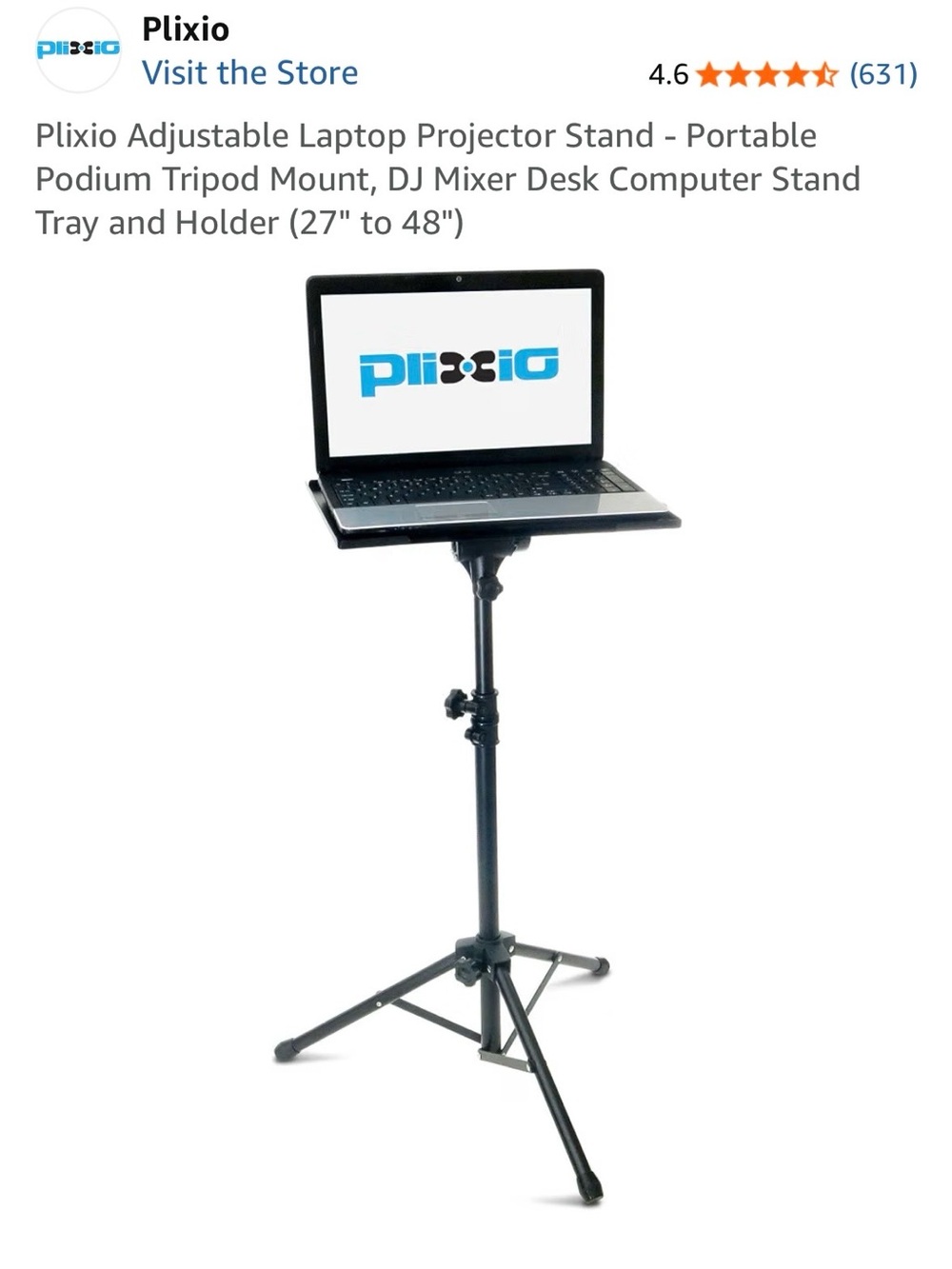 Portable Adjustable Laptop & Projector Stand — Black